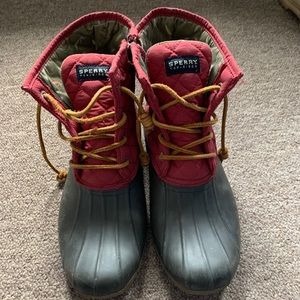 Red Sperry Duck Boots